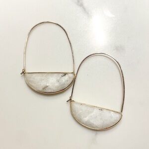 Anthropologie crescent stone hoop earrings
